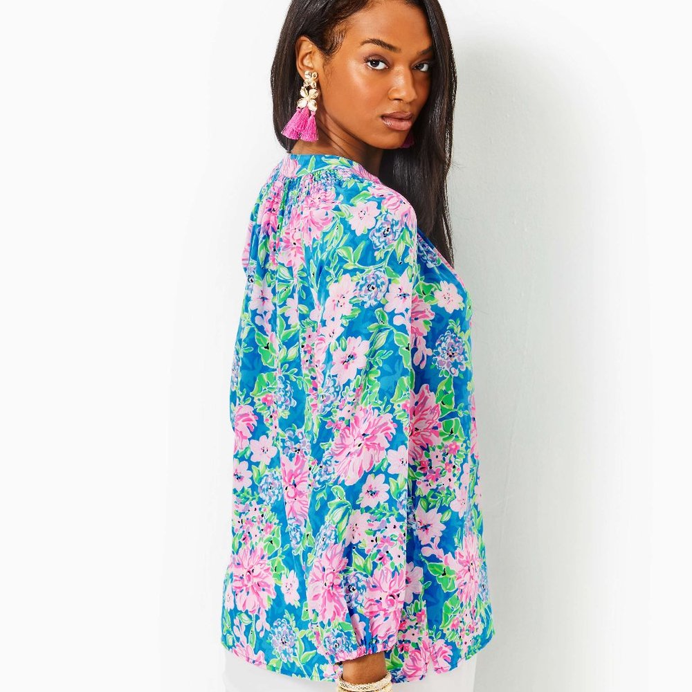 Lilly Pulitzer Elsa Silk Top, Multi Spring In Your Step - Picture 8 of 9